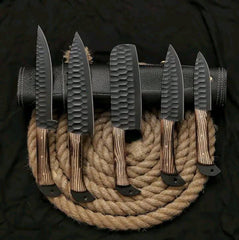 Hand Forged Chef Knives Set Of 5 With Roll Bag