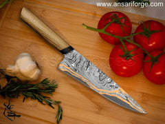 Real copper Damascus knife for sale.