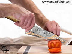 Copper Damascus Kitchen Knife.