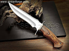 Handmade 13'' Custom D2 Steel Bowie Knife with Walnut Wood Handle and Leather Sheath - Perfect for Hunting, Bushcraft, Camping, Survival, and Skinning