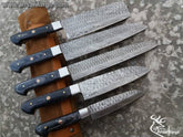 Damascus Kitchen Knife Set 5 Japanese Chef Knives With Roll Bag