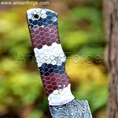 Talon Fixed Blade Knife - Honeycomb handle made from genuine cowhide leather.