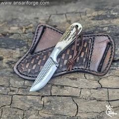 Traditional Western knife and sheath handcrafted by Ansari Forge