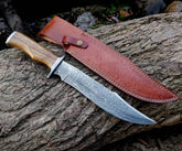 Custom Made Damascus Steel Bowie Knife With Sheath