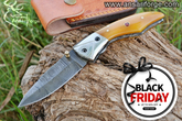 Damascus steel pocket knife - Black Friday Sale