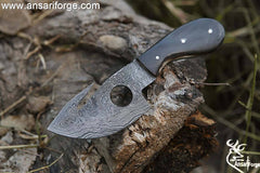 Gut Hook Knife Hand Forged Ladder Damascus Knife With Sheath