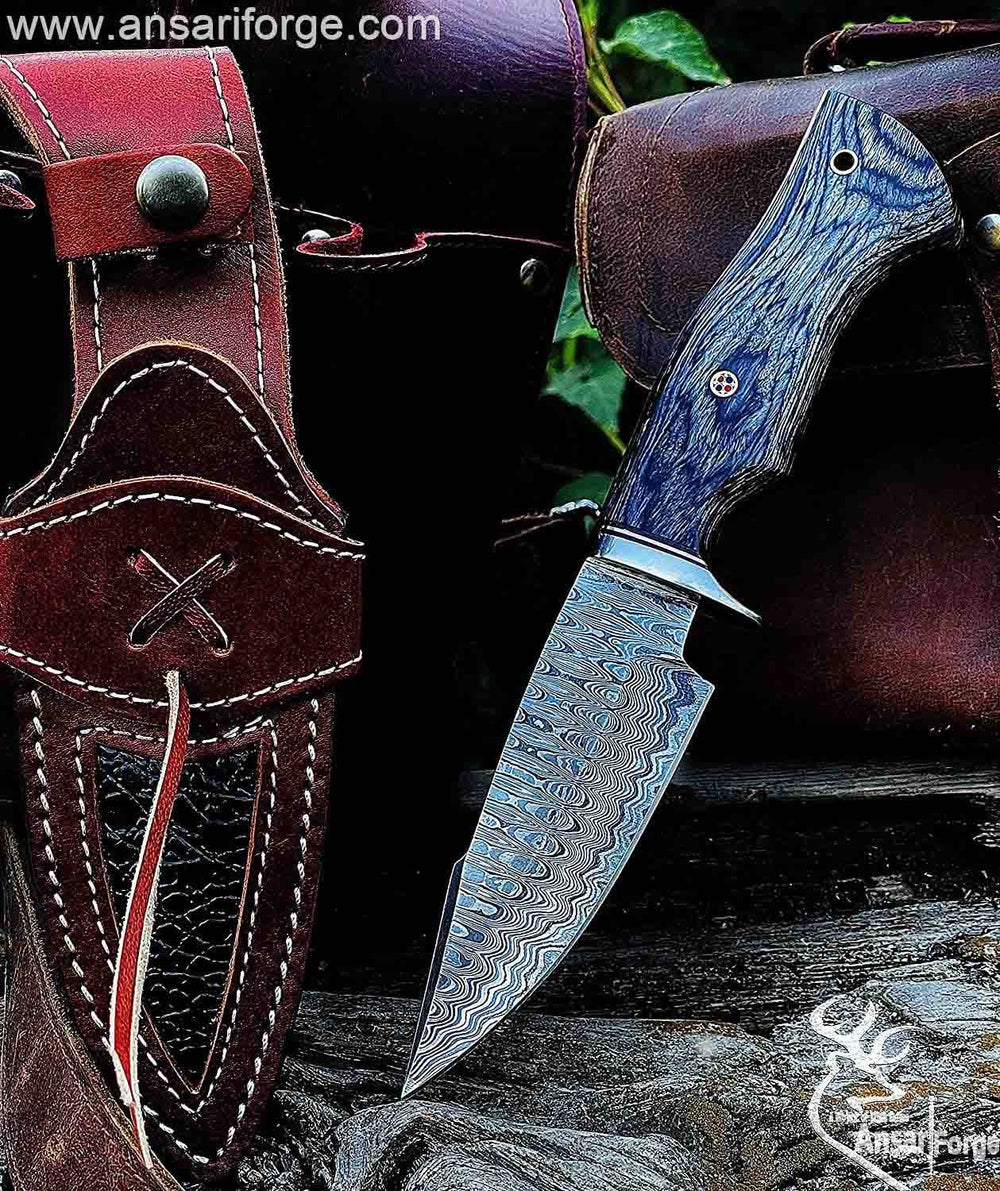 High-quality Damascus Hunting Bowie Knife for sale.