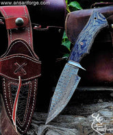 High-quality Damascus Hunting Bowie Knife for sale.