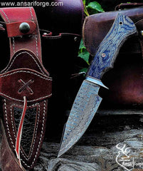 High-quality Damascus Hunting Bowie Knife for sale.