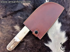 13.0 " inches Handmade D2 steel hammer forged Serbian Chef Knife heavy cleaver with leather sheath