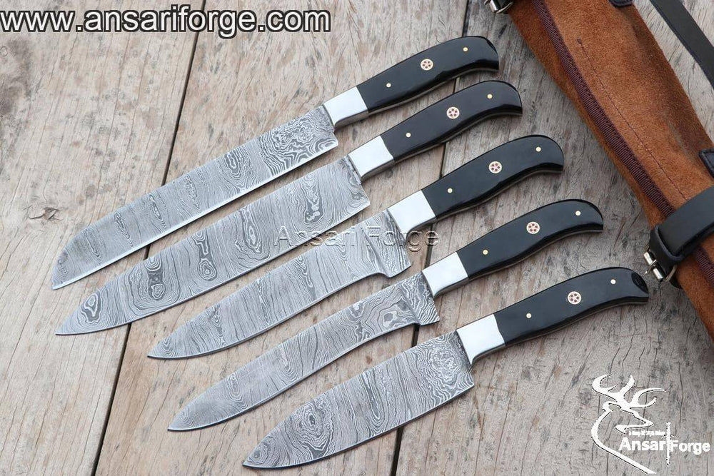 Chef knife set best japanese Damascus steel 5 pc kitchen knife set