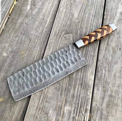 Beautiful handmade Damascus steel cleaver Knife