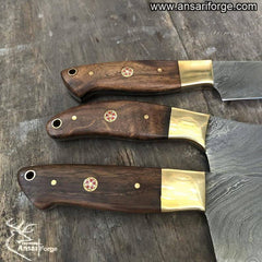 Best Damascus Kitchen Knife Set 3 Chef Knives With Case / Roll Bag