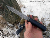 Handmade Fixed Blade Damascus Bowie Hunting Knife With Sheath