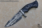 Custom handmade Damascus steel feather pattern hunting knife with pakka wood handle and leather sheath-EDC knife-knives-beautiful knives