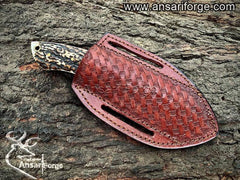 Custom handmade 1095 steel full tang stag handle hunting knife