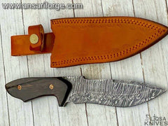 Custom made hand forged Damascus steel tanto hunting knife
