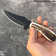 Handmade High Carbon 1095 Steel Fixed Blade Hunting Knife 7.0 Inches Stag Handle EDC Knife With Leather Sheath