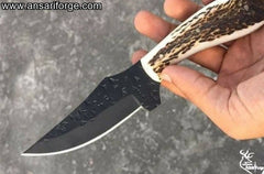 Handmade High Carbon 1095 Steel Fixed Blade Hunting Knife 7.0 Inches Stag Handle EDC Knife With Leather Sheath