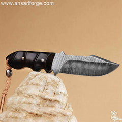 Ansari Forge | Custom Handmade Damascus Steel Wenge Wood Handle Hunting Knife