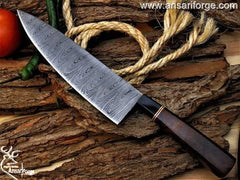 8 inch Damascus steel chef knife wood handle