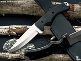 Full Tang Hunting Knife with Leather Sheath- Camping Outdoor Fixed Blade D2 Tool Steel Bushcraft Knife .