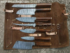 Damascus Kitchen Knife Set 7pcs, 512 Layers, Best Professional Japanese Chef Knives Set With Case