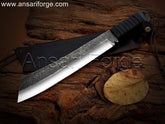 Heavy-duty survival machete for wilderness tasks like chopping wood, clearing brush, and building shelters.