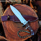 16" Custom Rambo Bowie Knife, Heartstopper Handmade D2 Steel Movie Replica with Sheath from Rambo 5: Last Blood