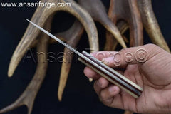 Camel Bone Handle Cowboy Knife with Leather Sheath