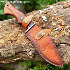 Fixed Blade Damascus steel Small Kukri Knife in Genuine Cowhide Leather Sheath