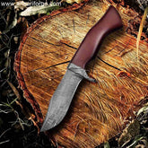 10-inch Real Forged Mosaic Damascus Knife with Brown Micarta Handle.