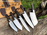 Professional chef knife set with roll bag "Hōchō setto" by Ansari Forge.