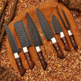 Custom handmade 440c steel chef knife set 6 Pcs BBQ set