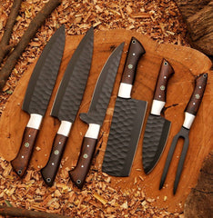 Custom handmade 440c steel chef knife set 6 Pcs BBQ set