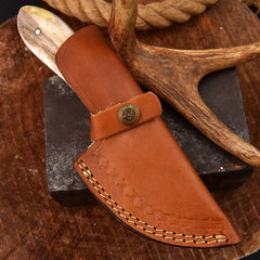 Deer Hunter Stag Handle Damascus Steel Gutting Gut Hook Knife