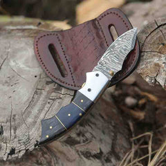 Damascus pocket knife , folding knife