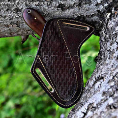Urban EDC Knife in secure cowhide leather sheath
