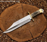 Custom Handmade 5160 Steel Best Bowie Knife With Sheath & Ram Horn Handle