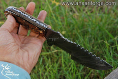 Damascus steel Tracker knife with leather sheath