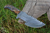 Damascus steel Tracker knife with leather sheath