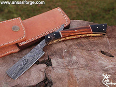 Handmade Forged Damascus Steel Straight Razor Shaving Razor For Men