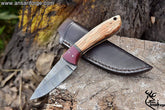 Damascus knife for hunting skinning handmade EDC survival knife with leather sheath 8.0 " inches