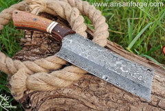 Custom handmade Damascus steel cleaver chopper chef knife