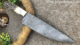 Damascus Kitchen Chef Knives Stag Handle 8 " inches with leather sheath