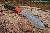 Hand forged Damascus steel hunting knife.