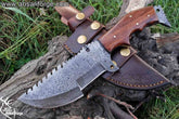 Custom Handmade Damascus Steel Tracker Knife - Stunning Handle Survival Hunting Knife With Sheath
