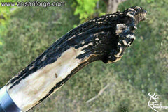 Handcrafted Crown Stag antler handle on a Texas Bowie Knife by Ansari Forge. Adds a touch of rustic elegance.