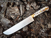 Ansari Forge Handmade Chef Knife with 440 steel blade and pine cone handle.