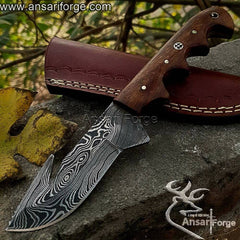 Custom Handmade Damascus Hunting Knife Gut hook Skinner Knife